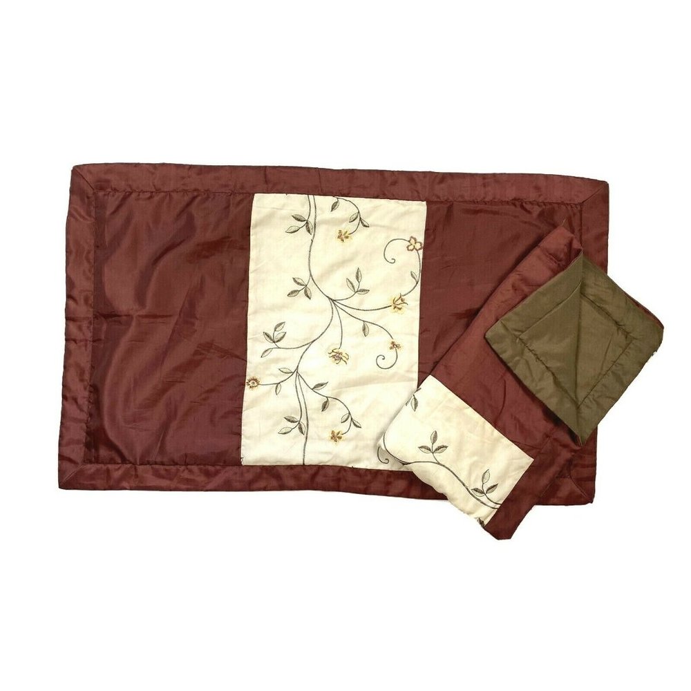Pair of Luxury Shams by Victoria Classics Red Brown King Faux Silk Pillowcases 2